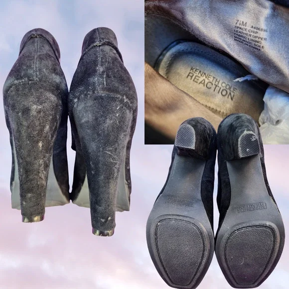 Y2k Kenneth Cole Reaction Black with Silver Studs Ankle Bootie Open Toe Sz 7.5 - Picture 4 of 4